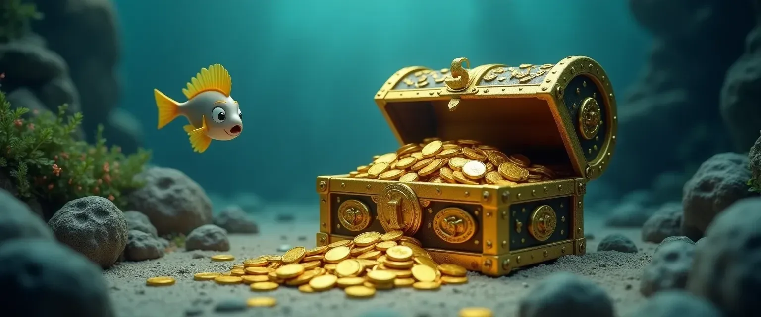 Gold coins spilling from a chest underwater — fast GBP withdrawals at Neptune Play